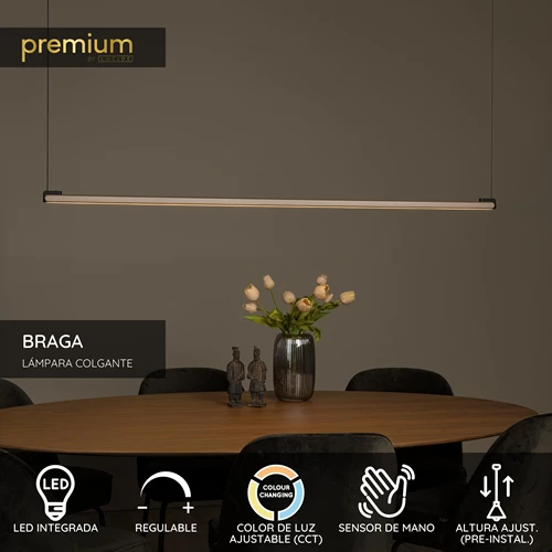 Lucide BRAGA - Lámpara colgante - LED Regul. - CCT - 1x36W 2700K/4000K - Sensor de movimiento de mano - Café | Premium - USP